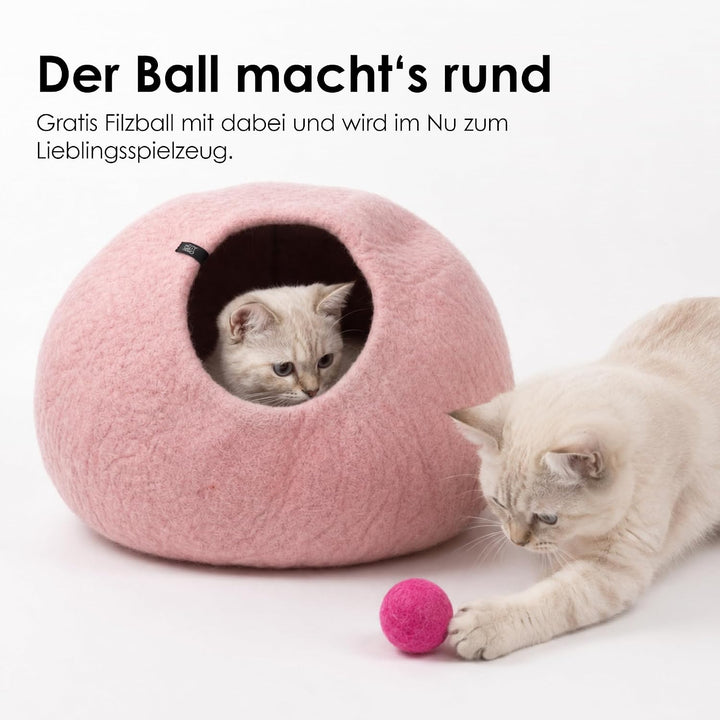 LucyBalu® Pebble Filzhöhle für Katzen I Katzenbett &amp; Kuschelhöhle aus 100% Schurwolle I handgefertig