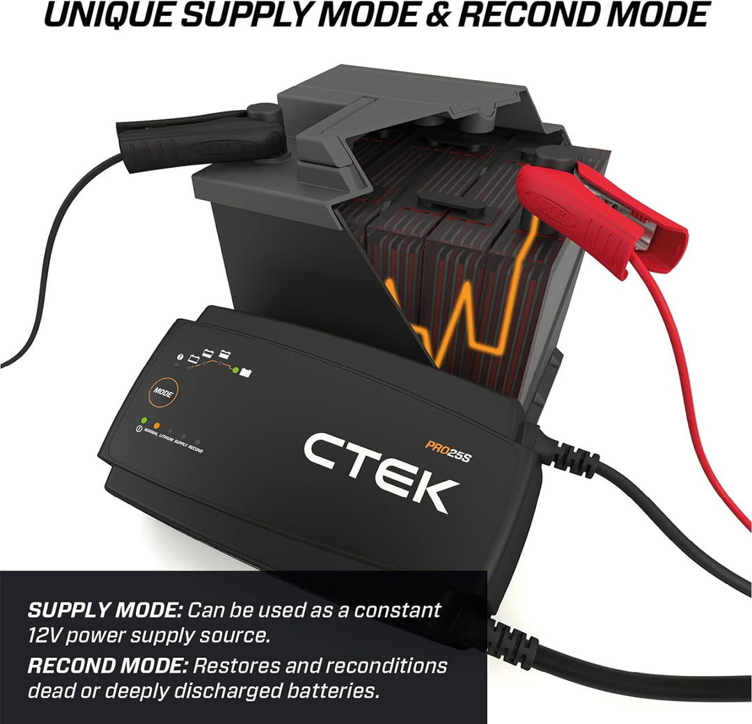 CTEK PRO25S, 25A, Batterieladegerät 12V Und Stromversorgung, Batteriepfleger, Ladegerät LiFePO4, Lit