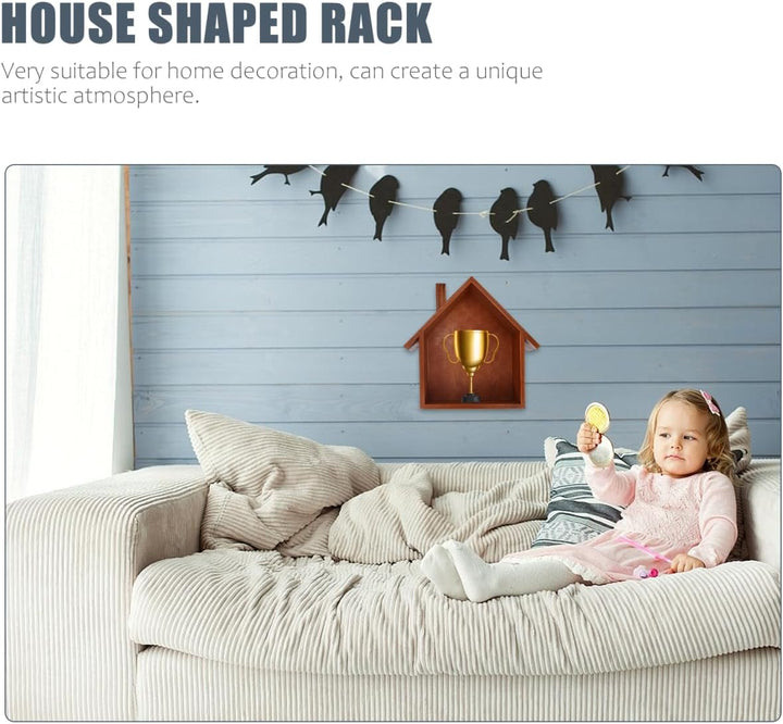 TOPBATHY Wandregal Hausform Holzregal Für Schlafzimmer Wohnzimmer Kinderzimmer Als Aufbewahrungshelf