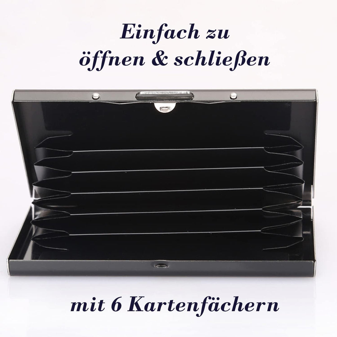 * RFID NFC Kreditkartenetui Schutz für Damen und Herren aus gebürstetem Edelstahl 6 Fächer für Visit