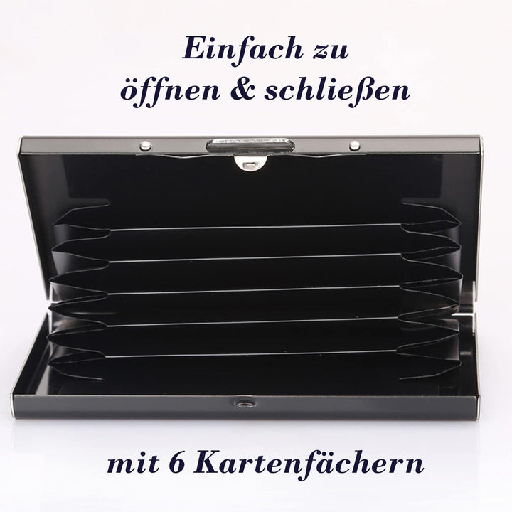 * RFID NFC Kreditkartenetui Schutz für Damen und Herren aus gebürstetem Edelstahl 6 Fächer für Visit