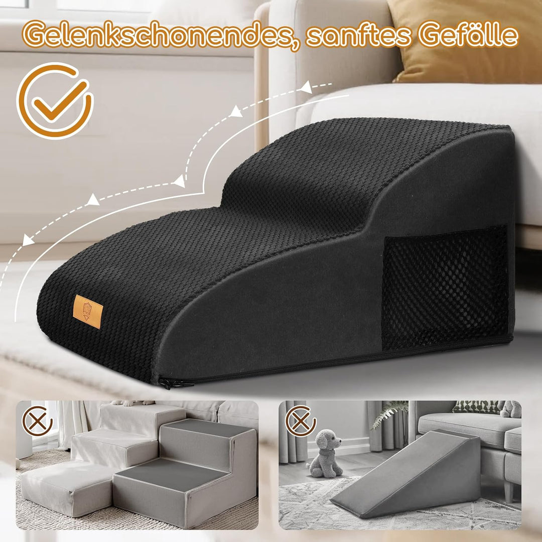 HEVOL Haustiertreppe, hochdichte verlängerte Schaumstoff-Hundetreppe, 2 Etagen rutschfeste Hundeleit