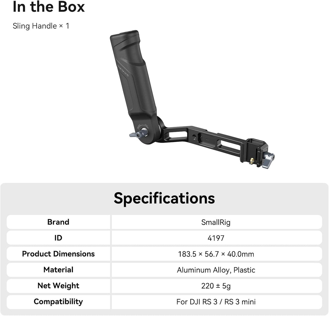 SmallRig RS 3 Mini Plastic Lightweight Sling Handgriff, NUR für DJI RS 3 Mini Gimbal, Verstellbarer