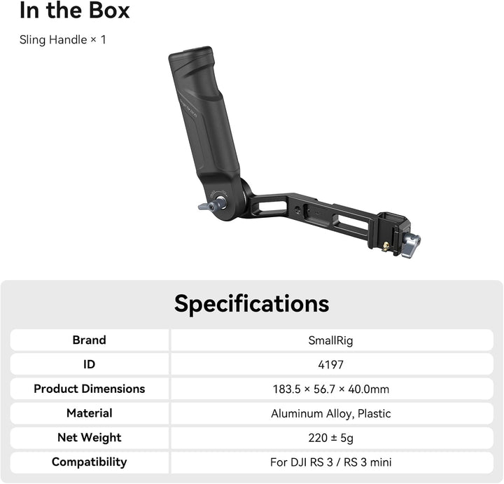 SmallRig RS 3 Mini Plastic Lightweight Sling Handgriff, NUR für DJI RS 3 Mini Gimbal, Verstellbarer