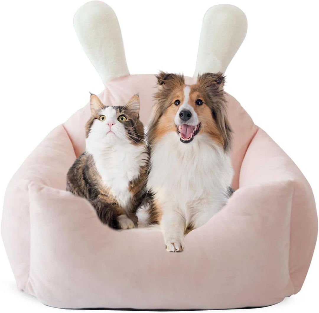 PETCUTE Katzenbett Hundebett Haustierbett für Katzen und kleine Hunde,Waschbar Kaninchen Design Haus