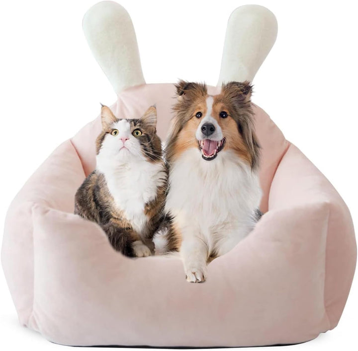 PETCUTE Katzenbett Hundebett Haustierbett für Katzen und kleine Hunde,Waschbar Kaninchen Design Haus
