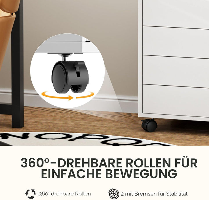 sogesfurniture Rollcontainer, Aktenschrank mit 5 Schubladen, Büroschrank, Schubladenschrank, Kommode