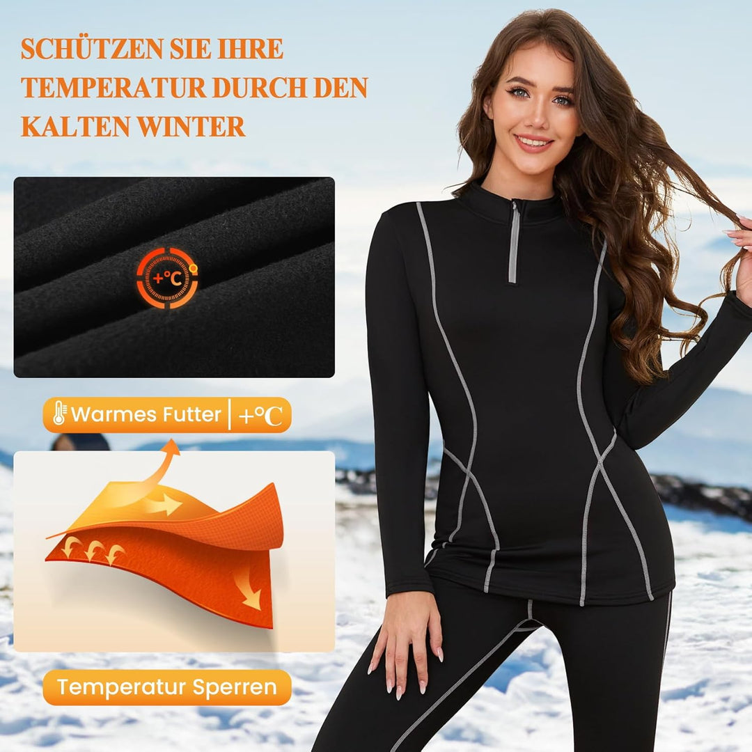 SIMIYA Thermounterwäsche Damen, Skiunterwäsche Funktionsunterwäsche Set Extra Warm und Atmungsaktiv