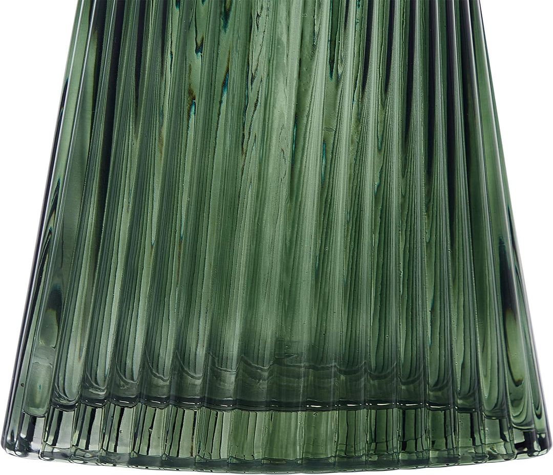 Hohe Deko Blumenvase Glas grün 26 cm mit Rillen breiter Öffnung Modern Marpissa