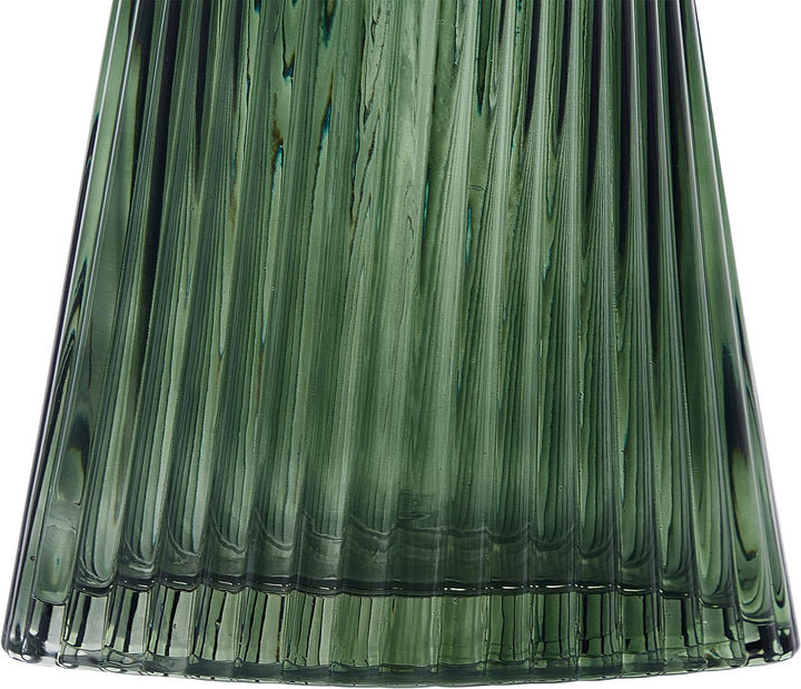 Hohe Deko Blumenvase Glas grün 26 cm mit Rillen breiter Öffnung Modern Marpissa