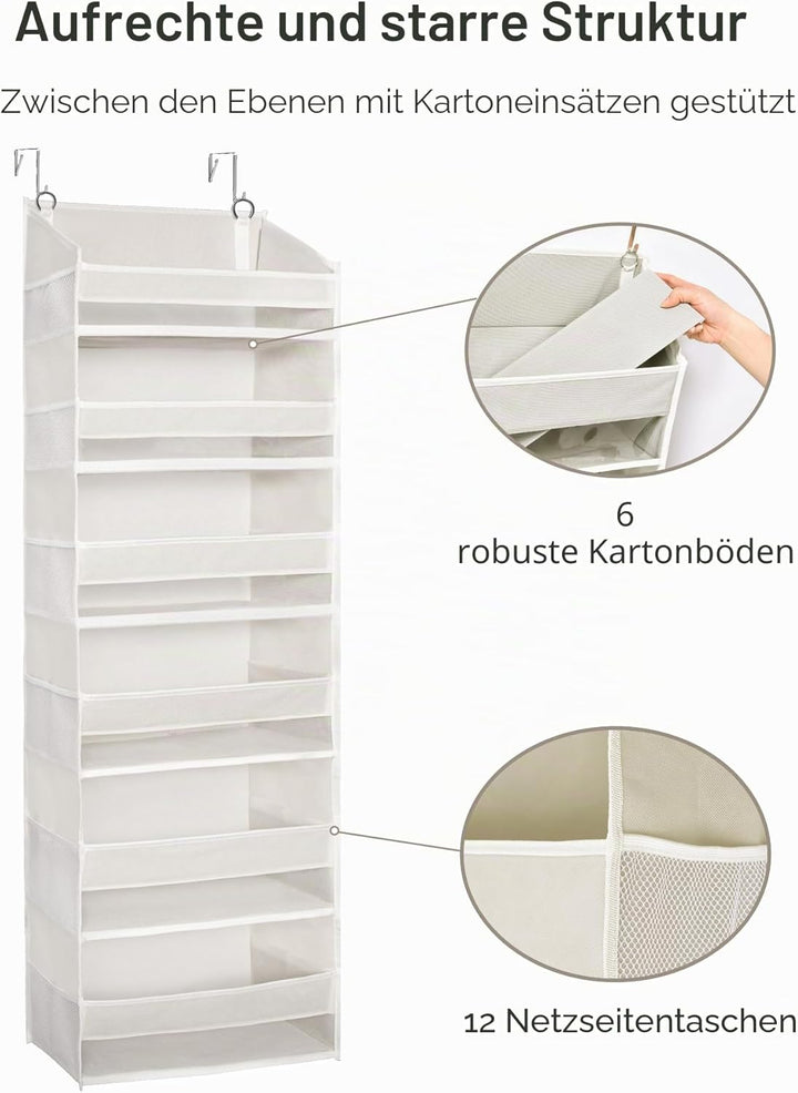 ULG Over The Door Organizer mit 6 grossen Fächern, 12 Seitentaschen, 50lbs Gewichtskapazität für Sch