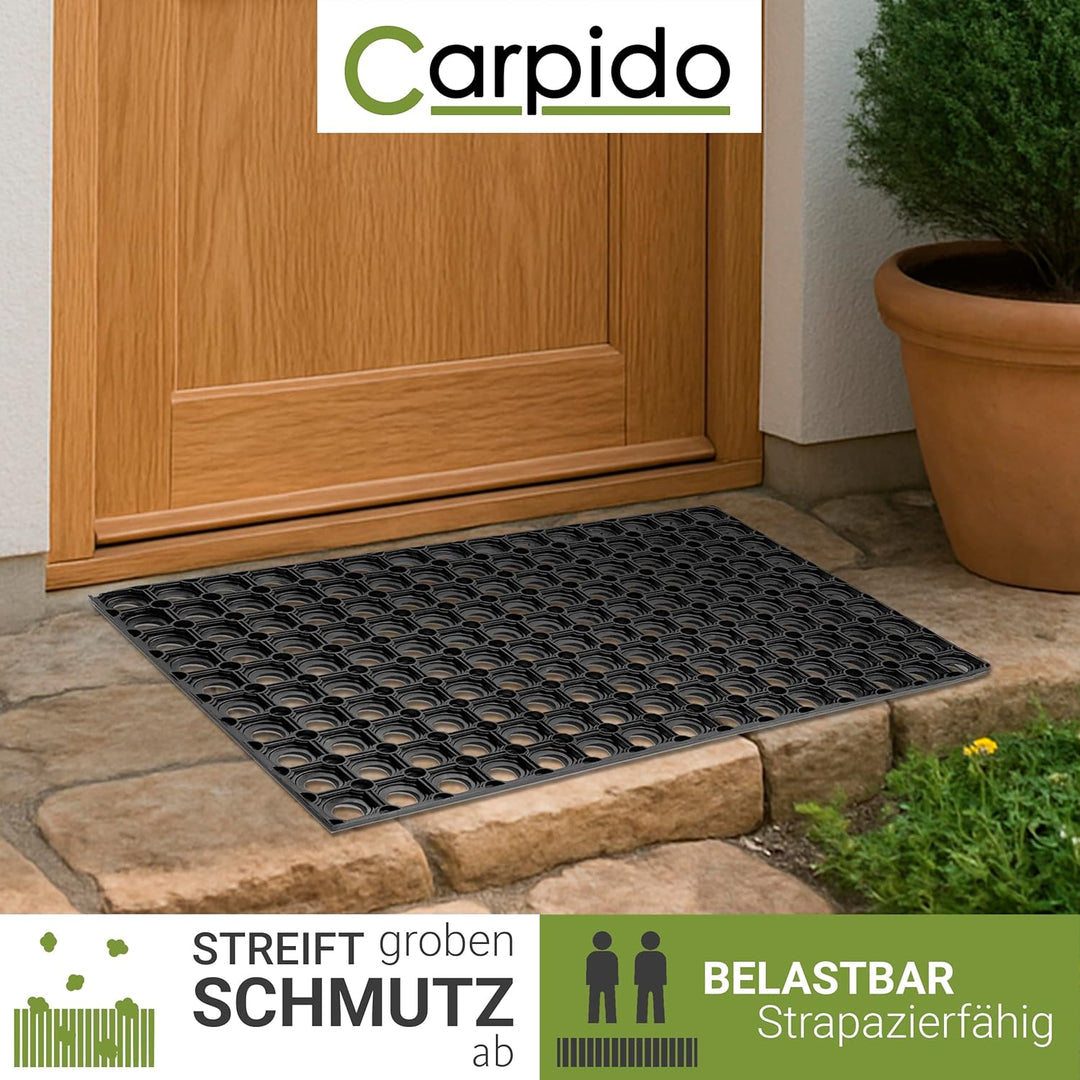 Carpido Fussmatte schwarz Gummimatte - rutschfeste Türmatte 80x120 cm 2er Set - strapazierfähiger Fu