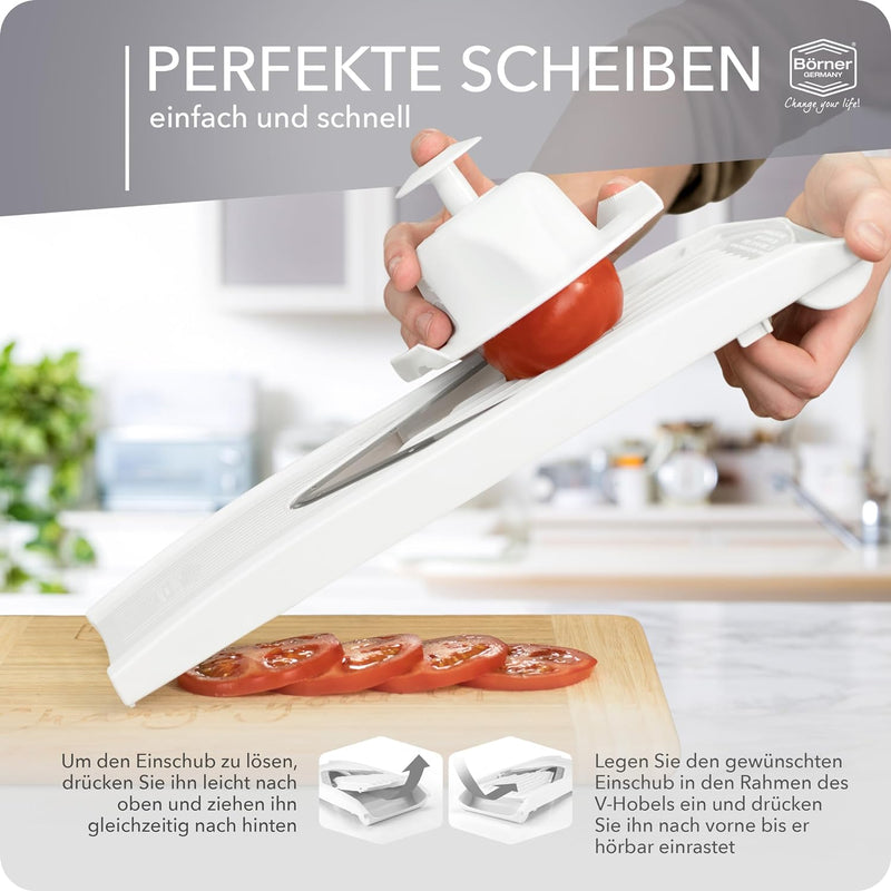 Börner Gemüsehobel V1 ClassicLine Profi-Set (8-tgl.) • V-Hobel Klassiker + extra viel Zubehör • Gemü