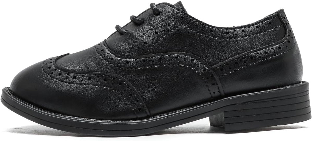 PPXID Jungen Schnürhalbschuhe Schule Oxfords Uniform Hochzeit Anzugschuhe 34 EU Schwarz, 34 EU Schwa