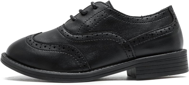 PPXID Kinder Jungen Schnürhalbschuhe Hochzeit Schule Oxfords Uniform Anzugschuhe 28 EU Schwarz, 28 E