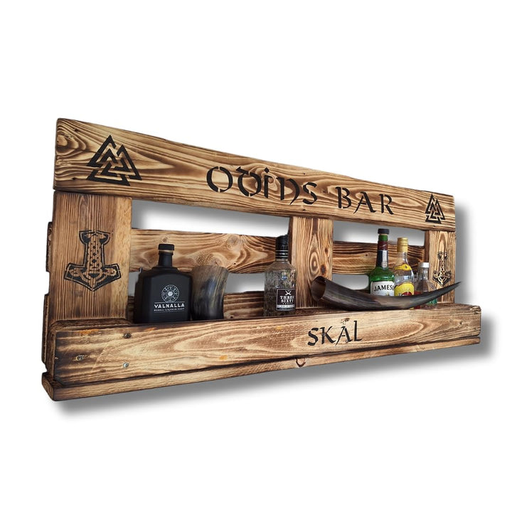 WIKINGER BAR Weinregal Personalisierbar mit Getränkespender Rustikal Met Bier Schnaps Regal Whisky G