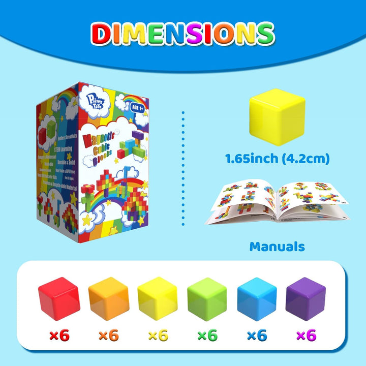 Pairez Toys Magnetische Bausteine, 1,65 Zoll grosse magnetische Stapelwürfel für Kleinkinder, sensor