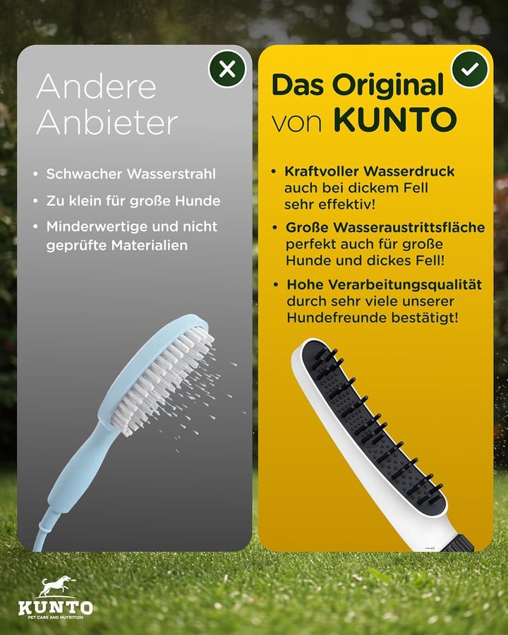 KUNTO® Hundebrausekopf - Hundedusche Duschkopf - Hundedusche mit vier Strahlarten - Hunde Duschkopf