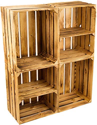 4er Set Massive Obstkiste Apfelkiste Weinkiste aus dem Alten Land +++ 50 x 40 x 30 cm (NEU GEFLAMMT