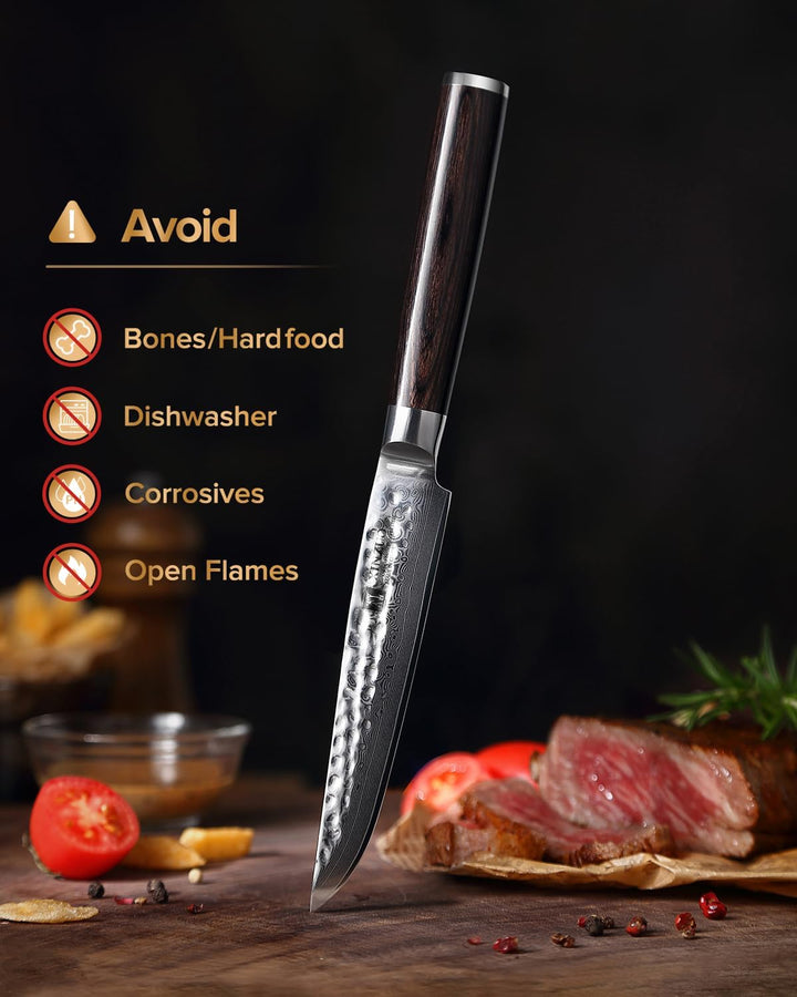 XINZUO 4-Teilig Steakmesser Set, 12.4cm Steakbesteck für 4 Personen, profi Damaststahl Steakmesser s
