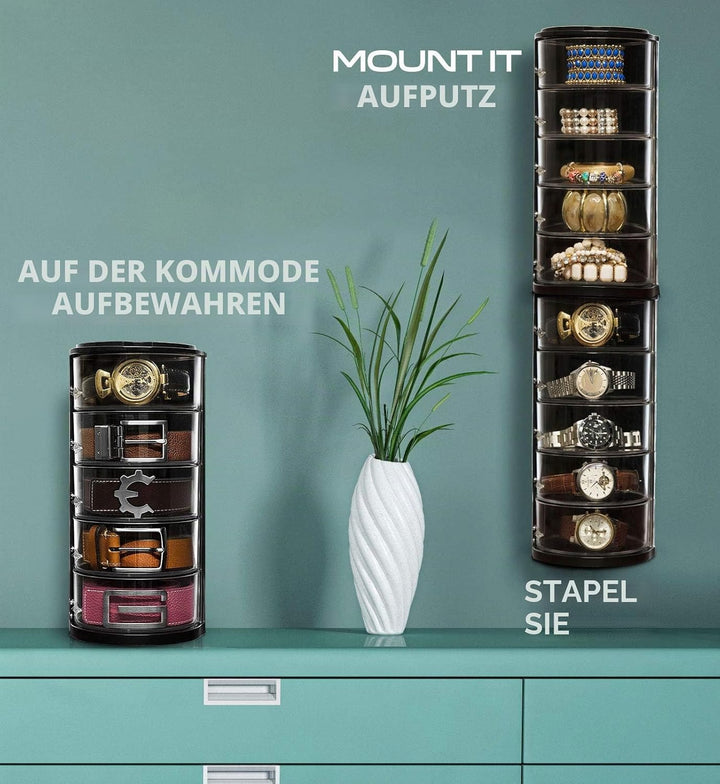 ELYPRO Gürtel-Organizer – Acryl-Organizer und Display für Accessoires wie Gürtel, Schmuck, Uhrenetui