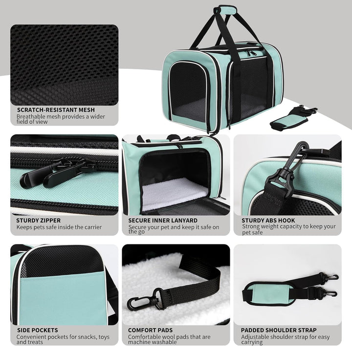 Yipincover Carriers Transportbox für Katzen, weich, Grösse M, Grün Medium Grün, 17.0"L x 11.0"W x 11