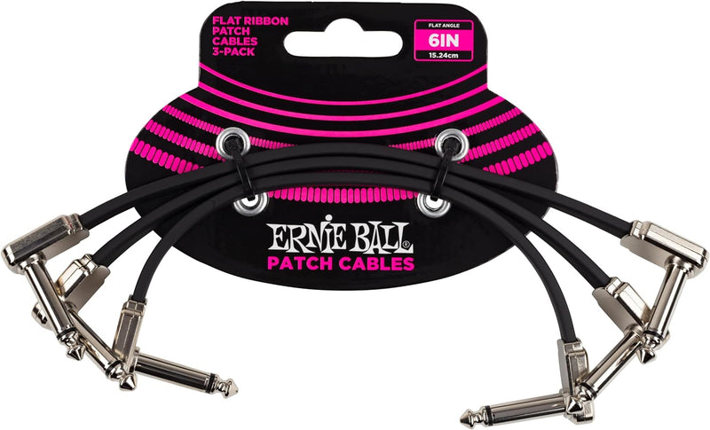 Ernie Ball Flachband-Patchkabel, 3er-Pack, 15,24 cm Schwarz 15 cm 3 Stück, Schwarz 15 cm 3 Stück