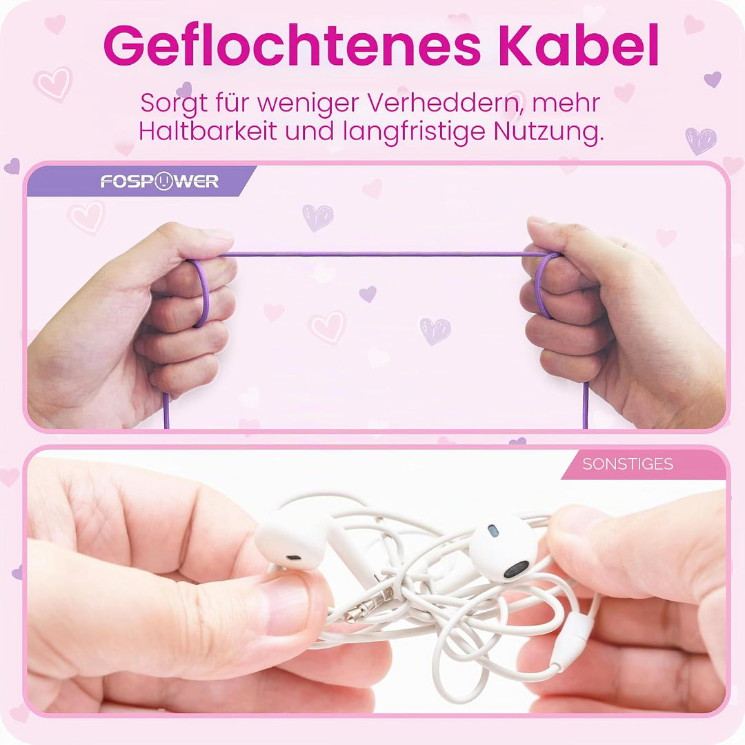 FosPower Kinderkopfhörer mit LED Katzenohren, 85dB Lautstärkebegrenzung, 3.5mm On-Ear Kabelgebundene