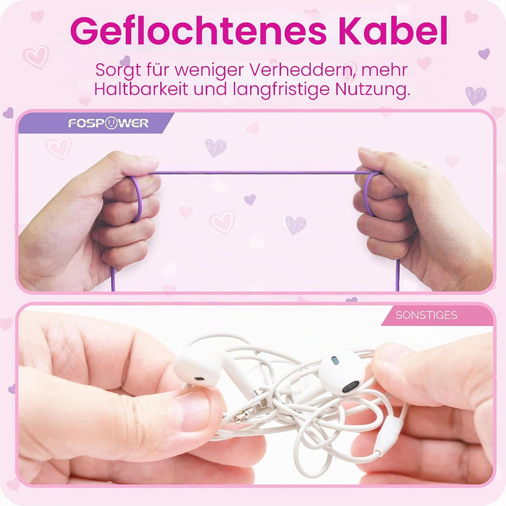 FosPower Kinderkopfhörer mit LED Katzenohren, 85dB Lautstärkebegrenzung, 3.5mm On-Ear Kabelgebundene
