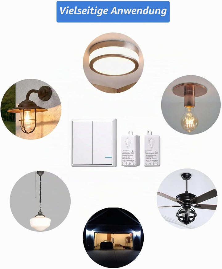 Mengshen Funk Lichtschalter Kit, 1 Schalter + 1 Empfänger, Keine Verkabelung Erforderlich Schalter m