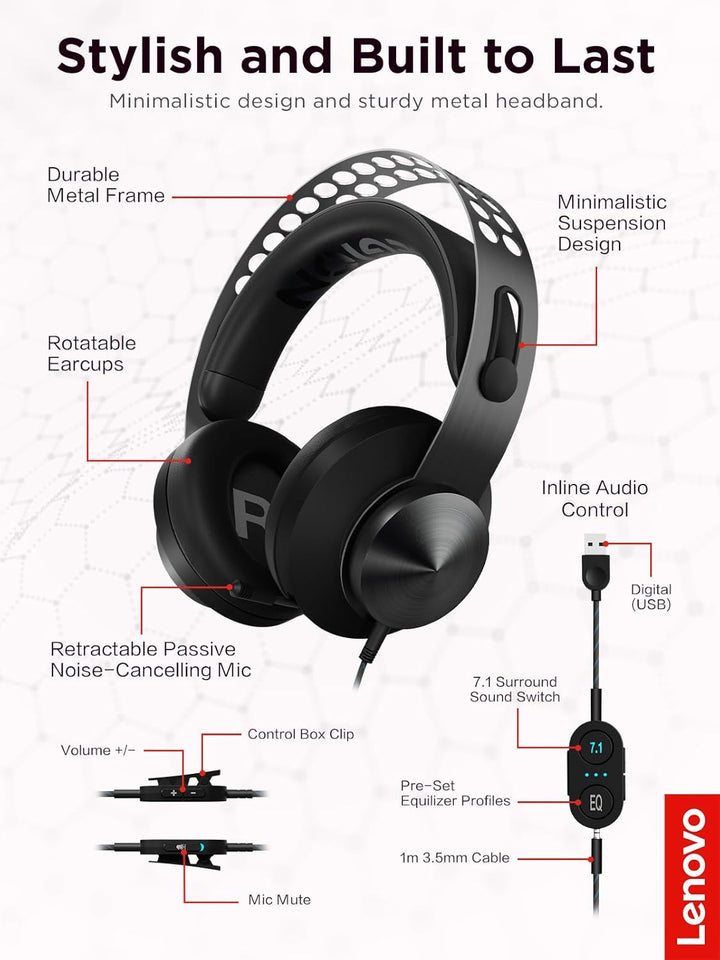 Lenovo Legion H500 Pro 7.1 Over-Ear Gaming Kopfhörer mit Mikrofon