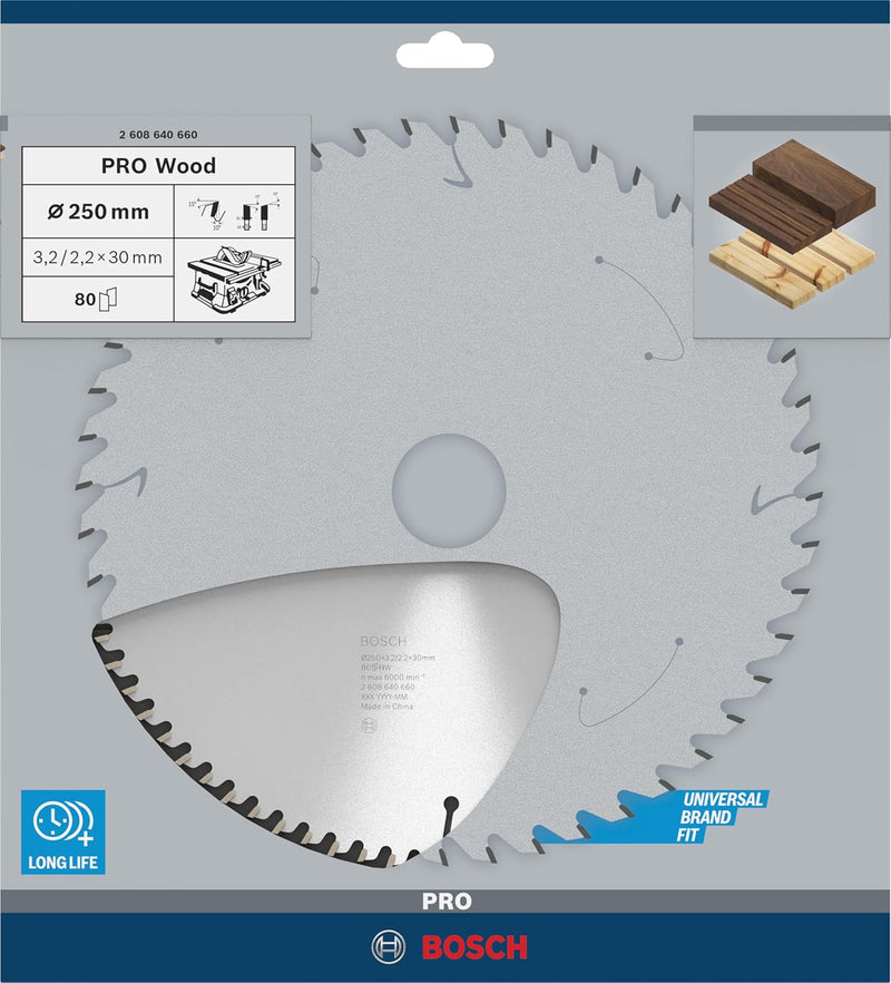 Bosch Accessories Bosch Professional 1x Kreissägeblatt Optiline Wood (Sägeblatt für Holz, Ø 250 x 30