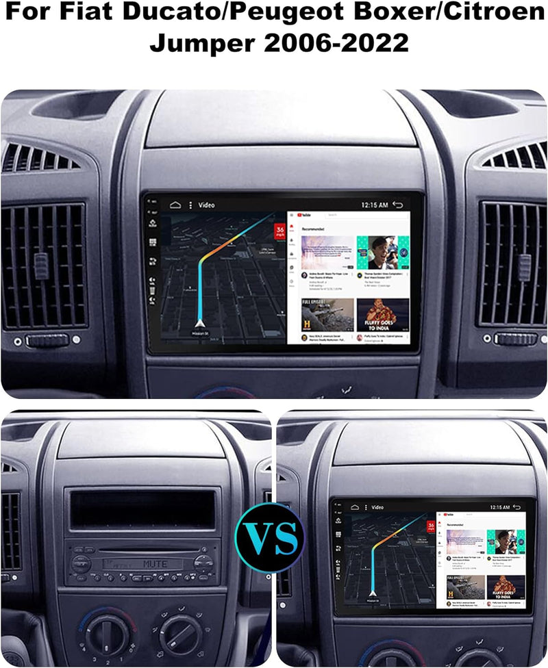 SXAUTO Android 12 IPS Autoradio Passt für FIAT Ducato/Citroen Jumper/Peugeot Boxer - Eingebaut Carpl