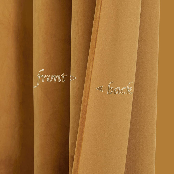 PONY DANCE Samtvorhang Kräuselband Gardinen Samt Gold Wohnzimmer Vorhänge (300g/m²) 2er Set H 240 x