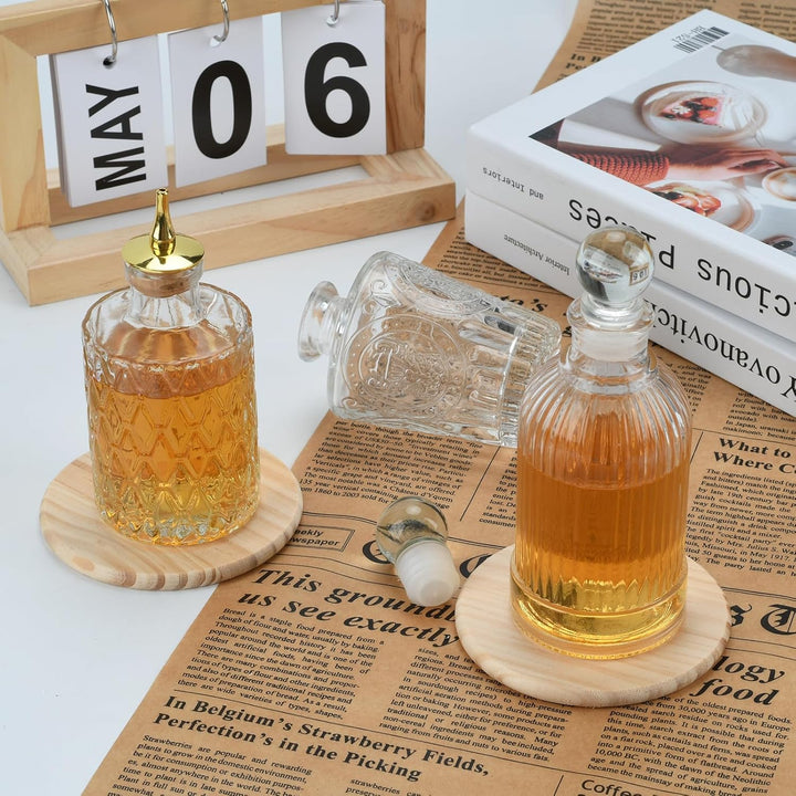 Liquor Decanters Vintage Glasflasche 3 Stück mit Metall Ausgiesser und Verschlussstopfen, Kaffeesiru