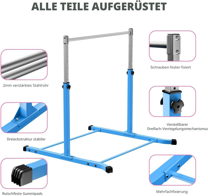 Mosebears Gymnastikstange, Heimgymnastikausrüstung für Kinder im Alter von 3–15 Jahren, stabile Stah