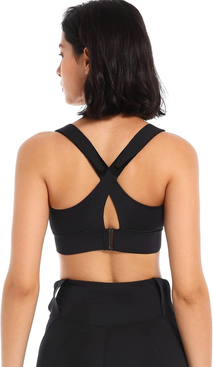 Sport BH Damen Yoga Fitness Ohne Bügel Bustier Bra Top Workout Starker Halt Gepolsterter Gekreuzter