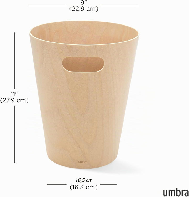 Umbra Woodrow Abfalleimer Holz, 7, 5l, Natur, Natur