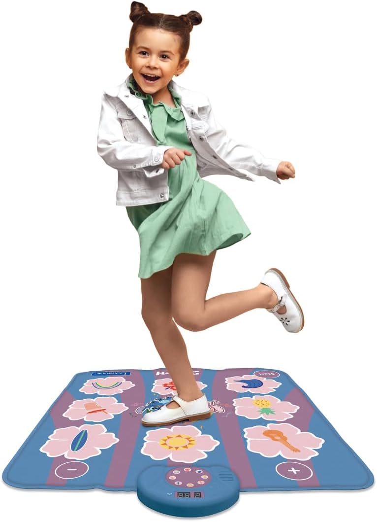 Lexibook, Disney Stitch, elektronischer Tanzteppich Stitch, Bluetooth und beleuchtet mit 6 Spielmodi