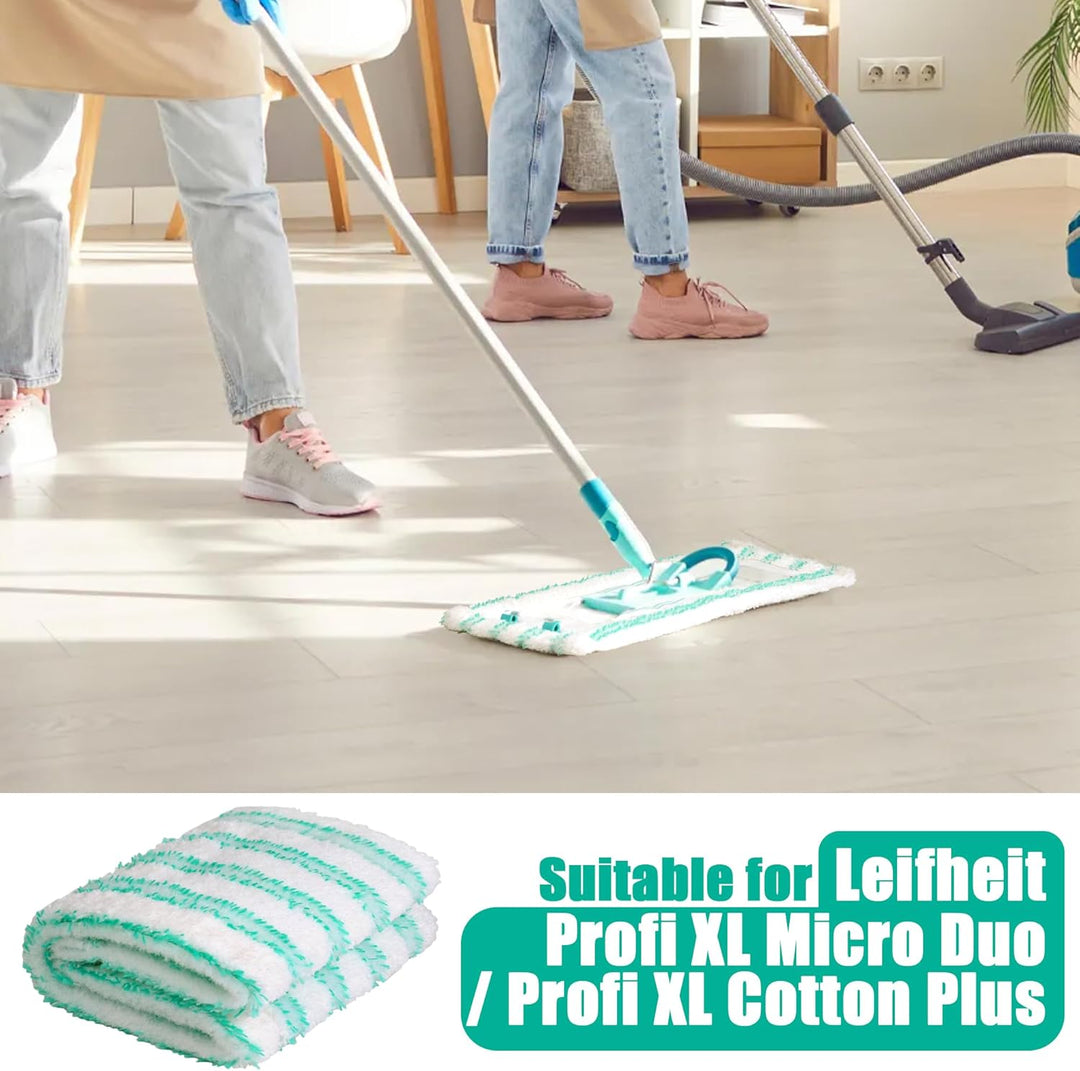6er Pack Ersatz - Wischbezüge für Leifheit Profi XL Micro Duo/Cotton Plus, Bodenwischer Ersatzbezug