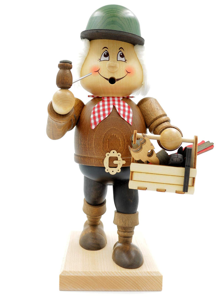 Kuhnert - Original Erzgebirgische Holzkunst Räuchermann Räucherfigur Wichtel 31cm - Handwerker, Hand