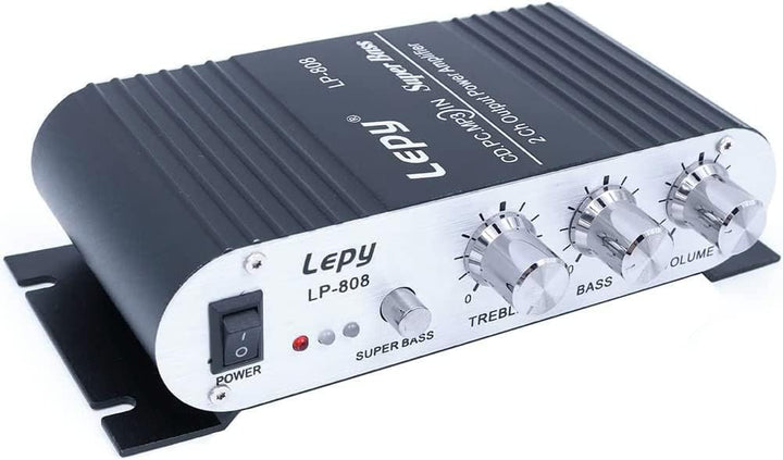LP-808 Tragbarer 12-V-MiNi-HiFi-Verstärker mit 3-A-Netzteil für Autotelefon zu Hause - Schwarz