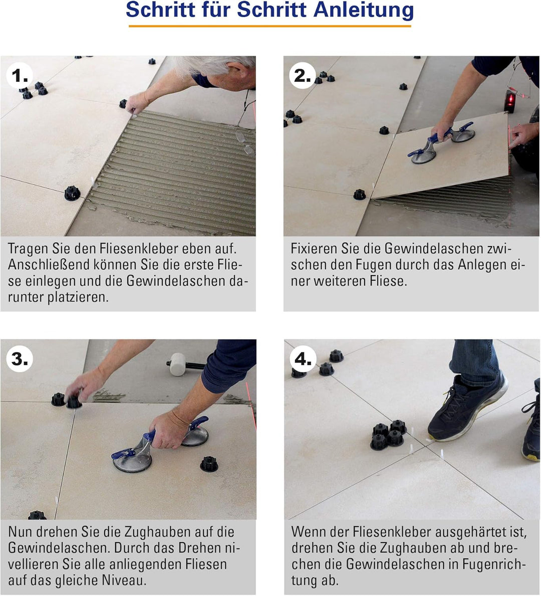 Karl Dahm Gewindelaschen T-Stücke für 4 mm Fugen, 500 Stück, grün I T-Laschen für Fliesen-Nivelliers