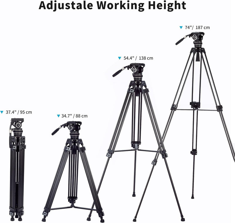 Cayer Pro Video-Stativ mit Fluid-Kopf, alle Metall Heavy Duty QR-Platte kompatibel mit DJI RS Gimbal