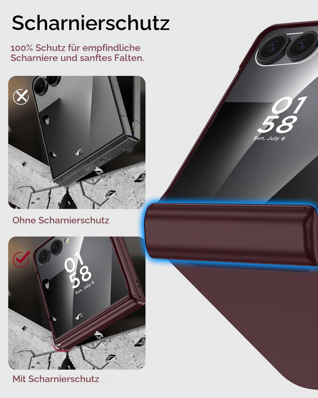 Miimall Kompatibel mit Samsung Galaxy Z Flip 7 Hülle mit Scharnierschutz Magnetischer [Externer Bild