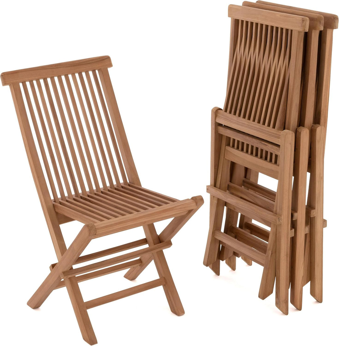 Divero 4er Set Gartenstuhl Balkonstuhl Hochlehner Teakholz Stuhl für Terrasse Camping kompakt klappb
