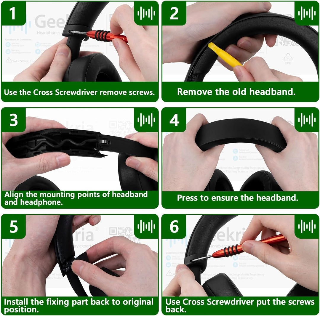 Geekria Protein Leder Stirnband Pad Kompatibel mit Microsoft Xbox Wireless, Kopfhörer Ersatzband, He