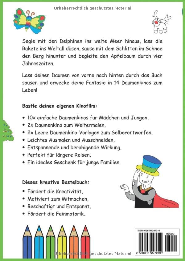 Daumenkino Kinder - zum Selbermachen: Ausmalen, Ausschneiden, Zusammenheften und Film ab! Ein kreati