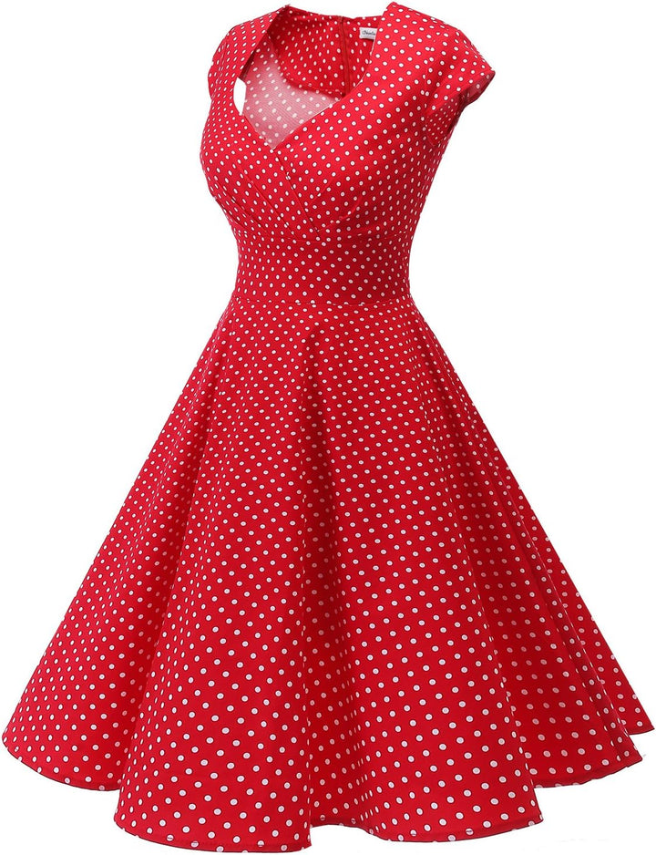 Bbonlinedress Kurzes Cocktailkleid für Damen im Stil der 1950er-Jahre, Retro-Stil, Swing-Kleid, Part