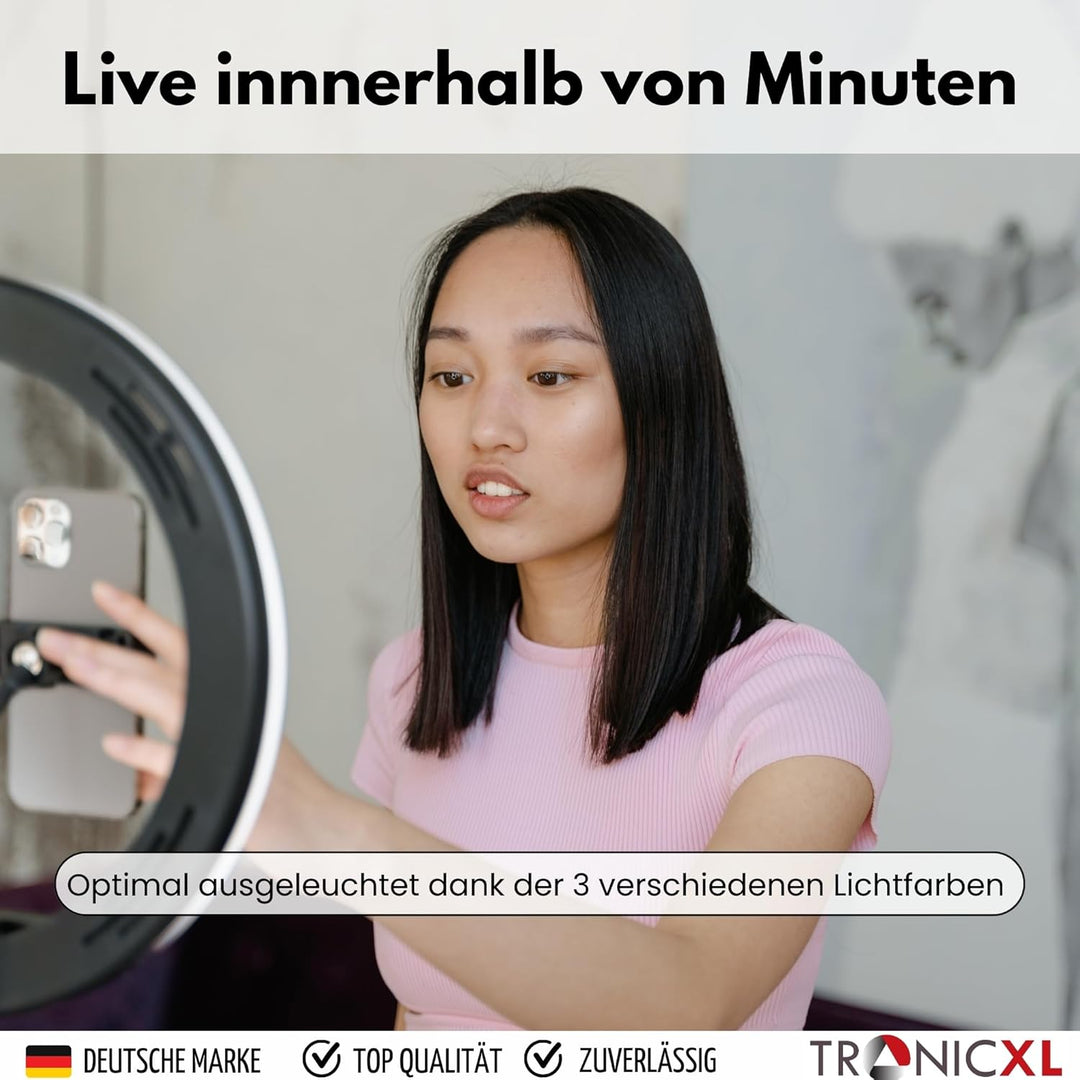 Ringlicht mit Saugnapf Halterung Ring Light Handy Halter kompatibel mit iPhone Smartphone Licht Stän